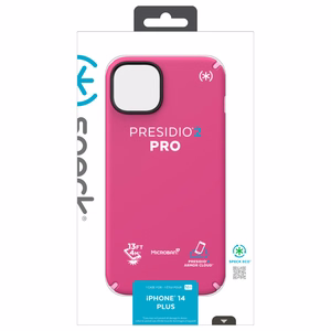 Speck Presidio2 Pro ümbris seadmele iPhone 15 Plus / 14 Plus, Microban mikroobivastase kaitsega, Digital Pink / Blossom Pink / White värvikombinatsioon