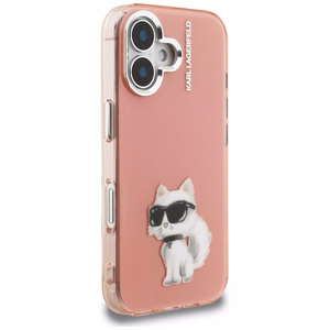 Karl Lagerfeld IML Aquarelle Choupette & Logo iPhone 16 Ümbris - roosa