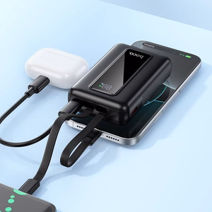 Hoco J162 akupank sisseehitatud USB-C- ja Lightning-kaablitega, 10000 mAh, QC, PD, 22,5 W, must