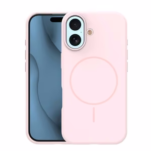 Силиконовый тонкий Mag чехол для iPhone 17 6,3" светло-розовый