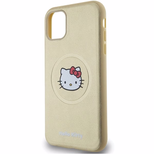 Hello Kitty Leather Kitty Head MagSafe ümbris jaoks iPhone 11 / Xr - kuldne