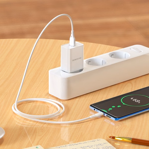 Borofone Wall laadija BN5 Sunlight - USB - QC 3.0 18W with USB to Type C kaabel valge