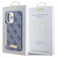 Guess 4G Logo Plate MagSafe Ümbris jaoks iPhone 16 Plus - sinine