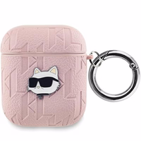 Karl Lagerfeld Monogram Choupette Head ümbris jaoks AirPods 1 / 2 - roosa