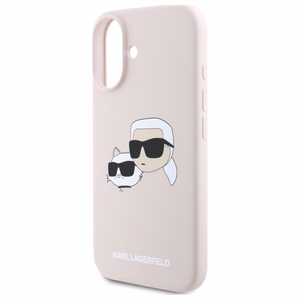 Karl Lagerfeld Silicone Nauble Heads Print MagSafe Ümbris jaoks iPhone 16 - Roosa