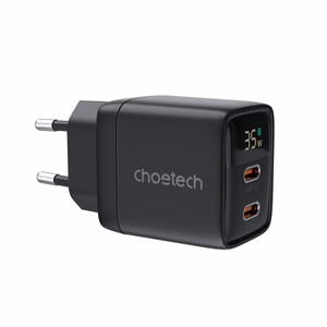Choetech PD6051 USB-C USB-C PD 35W GaN wall Laadija with display - must