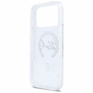 Karl Lagerfeld Liquid Glitter Karl Script Logo MagSafe Ümbris for iPhone 17 Pro Max - Clear