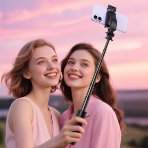 Acefast E42 selfipulk automaatse statiiviga ja Bluetooth kaugjuhtimispuldiga 63 cm - must