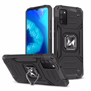 Wozinsky Ring Armor kõva hübriidkate + magnetiline hoidja Samsung Galaxy A03s mustale mudelile