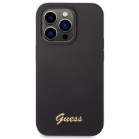 Guess GUHCP14XSLSMK iPhone 14 Pro Max 6.7" must/must hard ümbris Silicone Vintage kuldne Logo