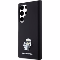 Karl Lagerfeld Silicone Karl&Choupette Metal Pin ümbris jaoks Samsung Galaxy S24 Ultra - must
