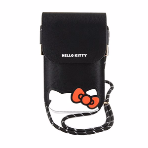 Hello Kitty Hiding Kitty Cord kunstnahast põiki üle keha kantav telefonikott, must