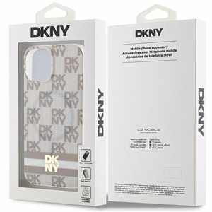 DKNY IML Checkered Mono Pattern & Printed Stripes MagSafe ümbris jaoks iPhone 15 / 14 / 13 - beige