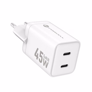 Phone laadija Forcell F-Energy Mini GaN III 2 x USB C PD QC4.0 45W VT-36B valge