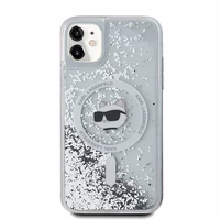 Karl Lagerfeld Liquid Glitter Choupette Head MagSafe Ümbris jaoks iPhone 11 / Xr - läbipaistev