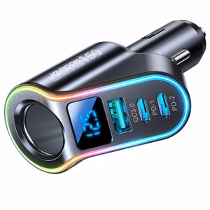 Autolaadija Joyroom „JR-CL21" must 150W (2xPD / 1xUSB / lisaport / LED)