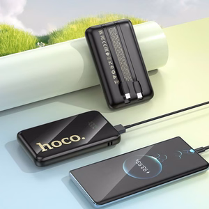 Akupank Hoco 10000 mAh QC PD 22,5W sisseehitatud kaablitega USB C + Lightning Q37 must