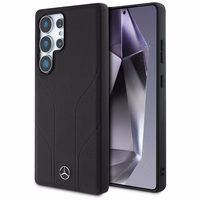 Mercedes Leather Debossed Lines MagSafe ümbris jaoks Samsung Galaxy S25 Ultra - must