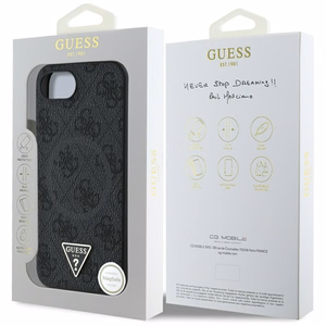 Guess 4G Ring Triangle Logo MagSafe ümbris jaoks iPhone 16e - must