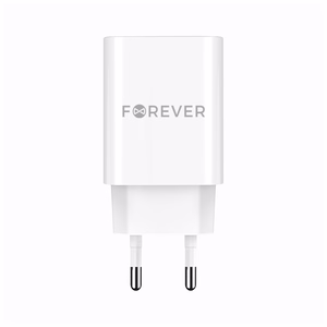 Forever TC-07-30AC PD QC laadija 1x USB-C 1x USB 30W valge + USB-C - USB-C kaabel 60W