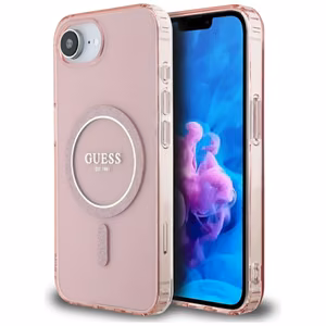 Guess IML Glitter Circle MagSafe ümbris jaoks iPhone 16e - roosa