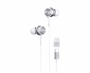 Maxell XC1 USB-C juhtmega kõrvaklapid USB-A adapteriga, valged