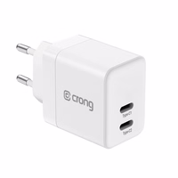 Crong Ultra Compact GaN - võrgulaadija 2x USB-C 35W PD 3.0 with PPS (valge)