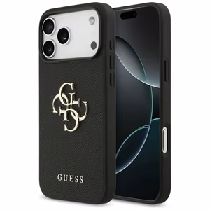Guess Grained Big 4G & Classic Logo ümbris jaoks iPhone 17 Pro Max - must