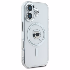 Karl Lagerfeld IML Metal Karl Head MagSafe Ümbris jaoks iPhone 16 Plus - valge