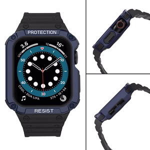 Protect Strap Ремешок для Apple Watch 38/40/41mm с бронированным чехлом - чёрный, синий