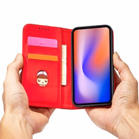 Magnetkaardi ümbris iPhone 12 Pro Max kott Kaardipesa Rahakott Kaardihoidja Punane