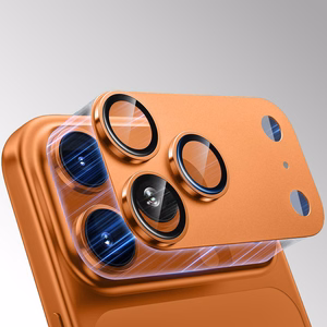 Karastatud klaas Tel Protect 95% AR+AF, täismetallist kaamerakaitse iPhone 17 Pro Max kaamerale, sinine (kaameraplokk)