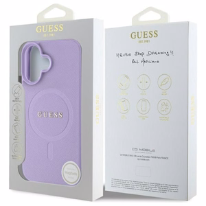 Guess Saffiano MagSafe iPhone 16 Ümbris - lilla