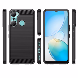 Carbon Case case for Infinix Hot 12 Pro flexible silicone carbon cover black