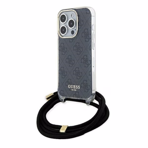 Guess Crossbody Cord 4G Print ümbris jaoks iPhone 15 Pro - must
