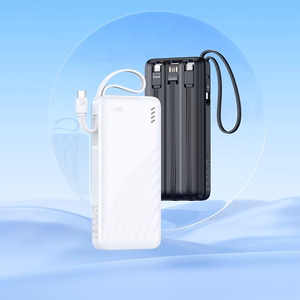 Akupank Hoco 10000 mAh 2A nelja sisseehitatud kaabliga USB A + USB C + Lightning + Micro USB J146 must