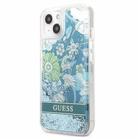 Guess GUHCP13MLFLSN iPhone 13 6.1" roheline/roheline kõvakaaneline Flower Liquid Glitter