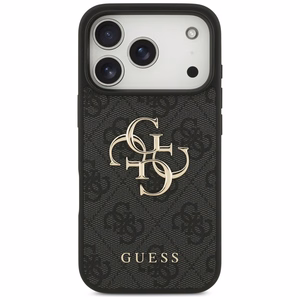 Guess PU 4G Metal Logo ümbris Apple iPhone 18 Pro telefonile, hall