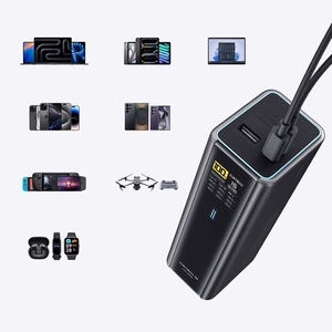 Cuktech PB200U akupank 20 000 mAh, 210 W, 2 USB-C- ja USB-A-pesaga, TFT-ekraani ja 240 W USB-C-kaabliga – must