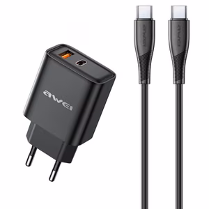 Laadija Awei PD81C-EU 22.5W USB-A/USB-C + USB-C to USB-C kaabel 1.0m must