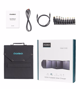 Choetech SC009-V2 solar foldable Laadija 100W USB-C / 2x USB-A PD QC - must