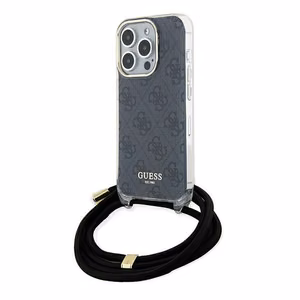 Guess Crossbody Cord 4G Print ümbris jaoks iPhone 15 Pro - must