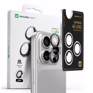 AmazingThing AR Aluminum 3 Lens Glass с рамкой объектива камеры для iPhone 16 Pro / 16 Pro Max - чёрный