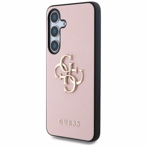 Guess Grained Big 4G Logo Small Classic Logo ümbris jaoks Samsung Galaxy S25 roosa