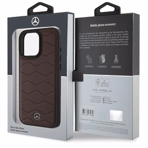Mercedes MB Waves Leather Ümbris jaoks iPhone 16 Pro Max - punane