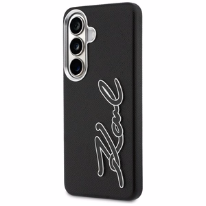 Karl Lagerfeld Grained Signature Metal Resin Logo Case for Samsung Galaxy S26 - Black