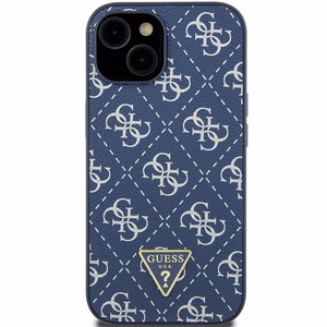 Guess 4G Triangle Metal Logo ümbris jaoks iPhone 15 Plus / 14 Plus - sinine