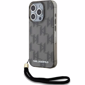 Karl Lagerfeld IML Mono KL Pattern & Cord ümbris jaoks iPhone 15 Pro - must