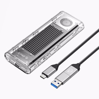 Orico TCM2-G20 M.2 NVME USB-C 3.2 20Gb/s Disk Drive - Silver/Läbipaistev