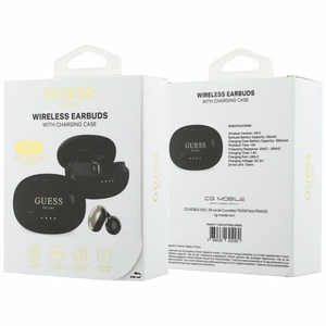 Juhtmevabad kõrvaklapid OWS Guess Metalic Finish Electropated Parts Classic Logo, mustad
